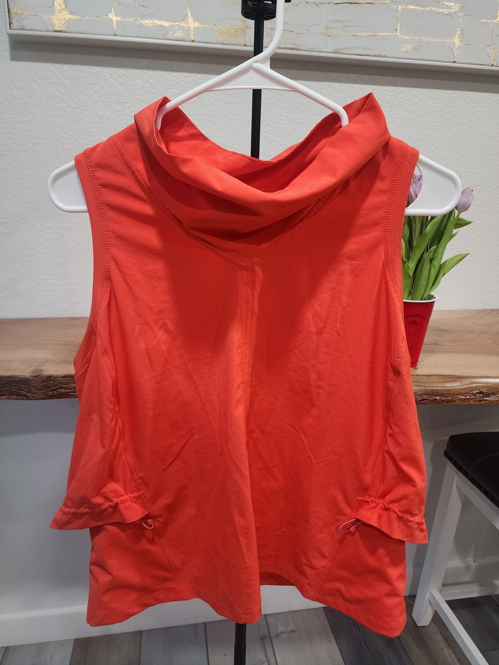 Athleta Sleeveless Cowl Neck Tank Top - Coral Orange